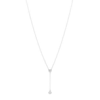 Tiffany Sterling Silver Diamond Elsa Peretti Diamonds by the Yard Y Drop Pendant Necklace 1 of 4