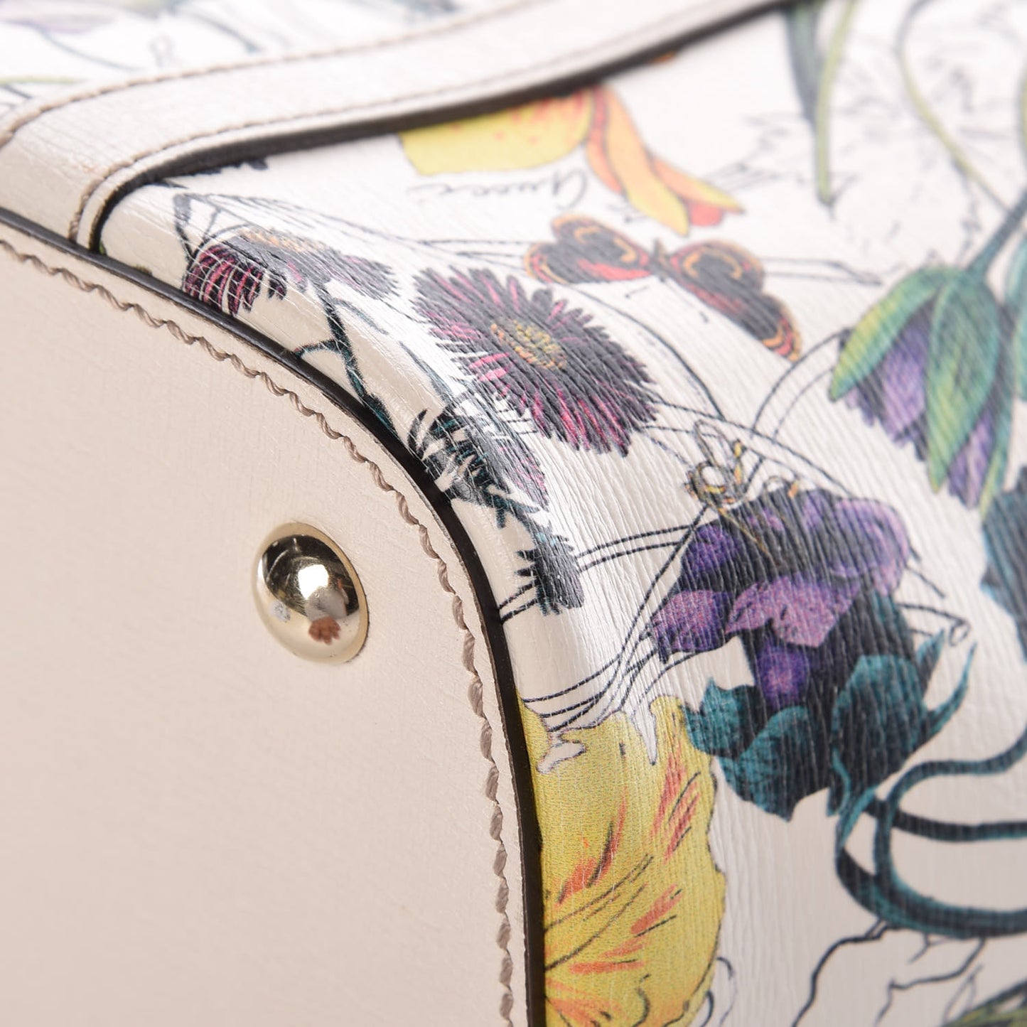 Calfskin Flora Infinity Small Nice Tote Off White