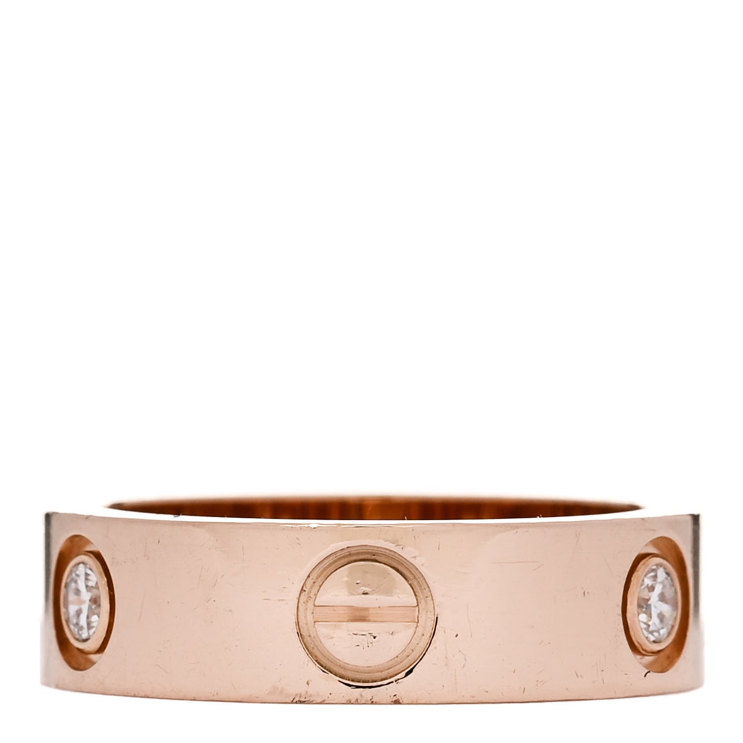 Cartier 18K Pink Gold 3 Diamond 5.5mm LOVE Ring 53 6.5 3 of 5