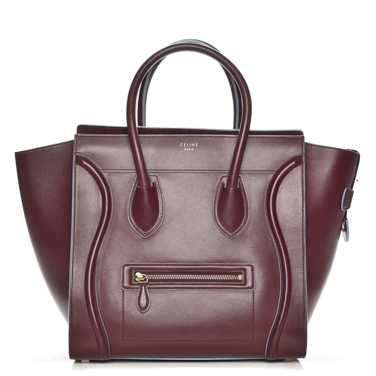 Celine Palmelato Mini Luggage Burgundy Azur Blue 1 of 7