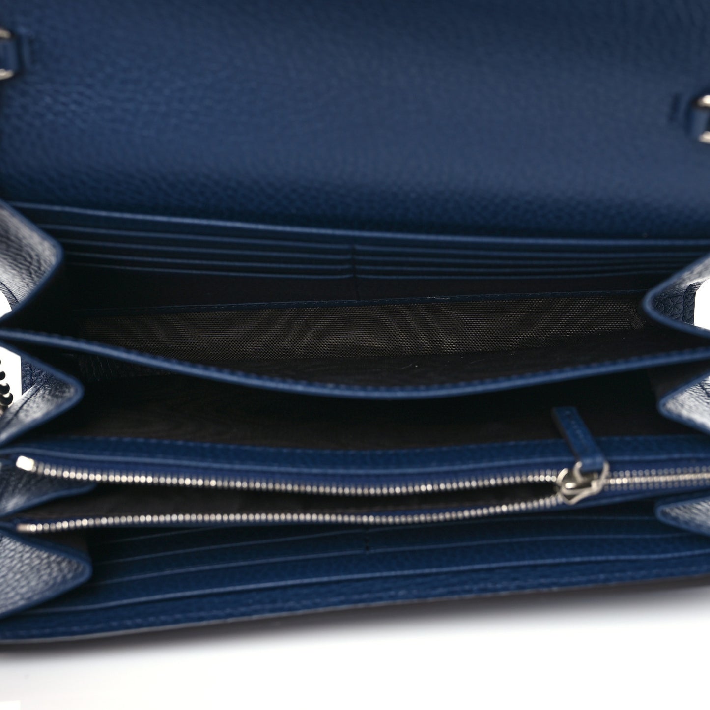 Dollar Calfskin Crystal Mini Dionysus Chain Wallet Blue Agata Black Diamond
