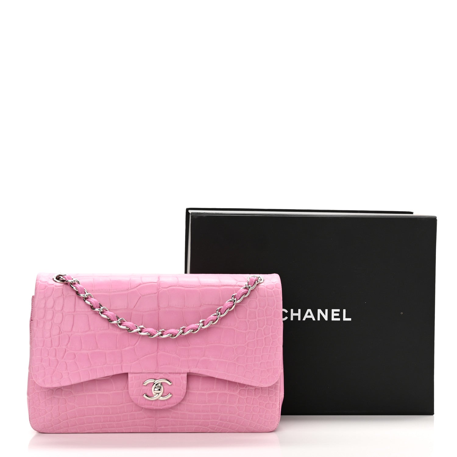 Chanel Alligator Jumbo Double Flap Pink 10 of 10