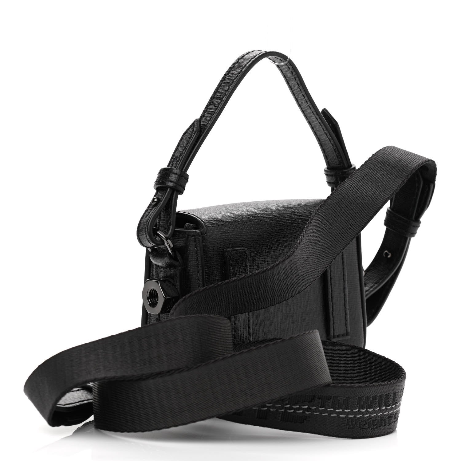 Off-White Saffiano Striped Baby Flap Black White 3 of 13