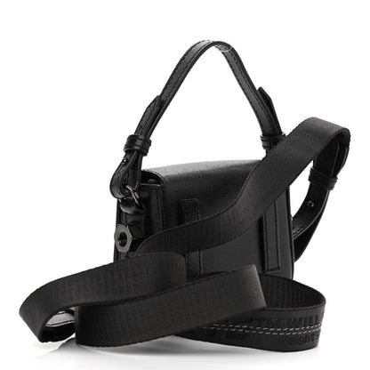 Off-White Saffiano Striped Baby Flap Black White 3 of 13