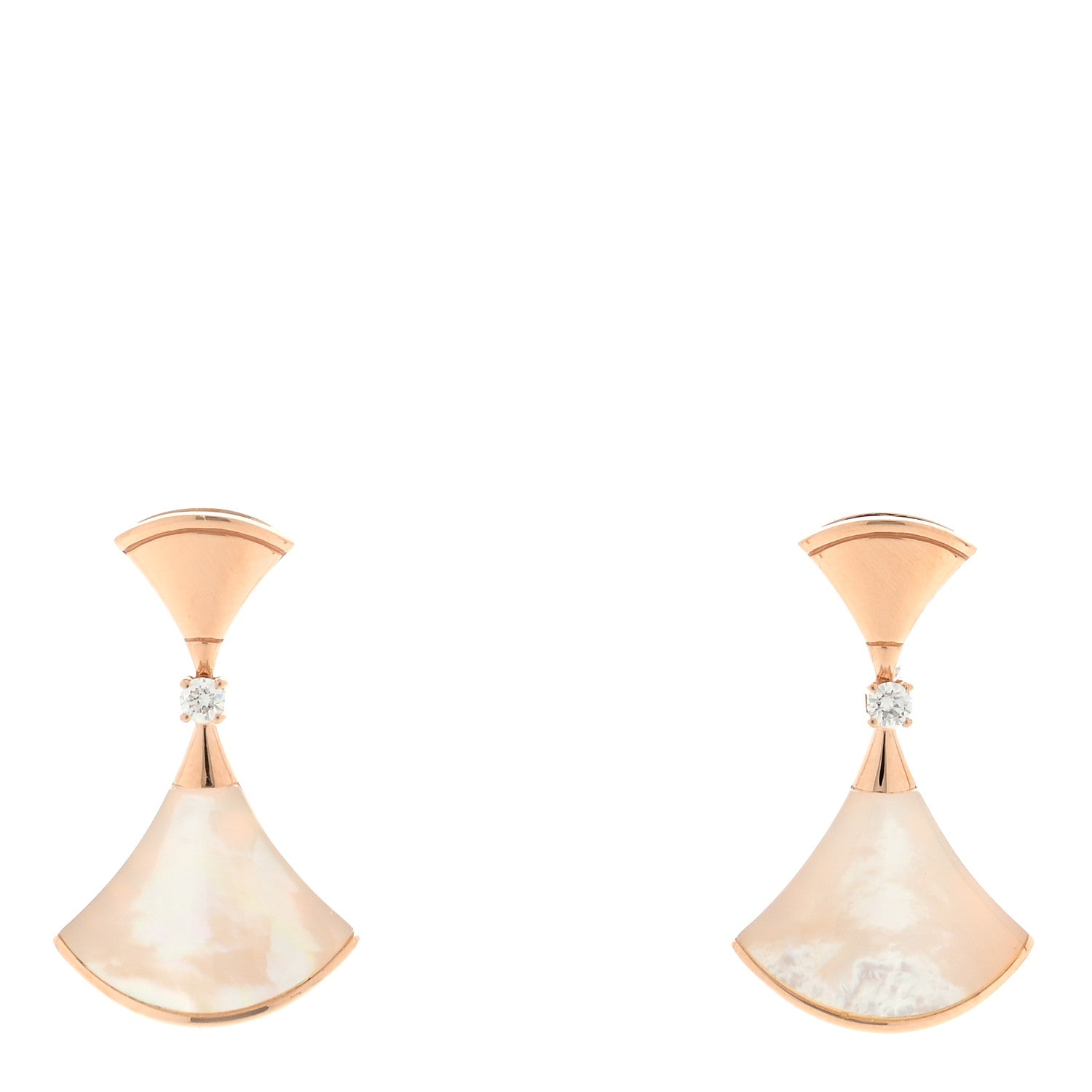 Bulgari 18K Rose Gold Diamond Mother of Pearl Divas' Dream Earrings 1 of 4