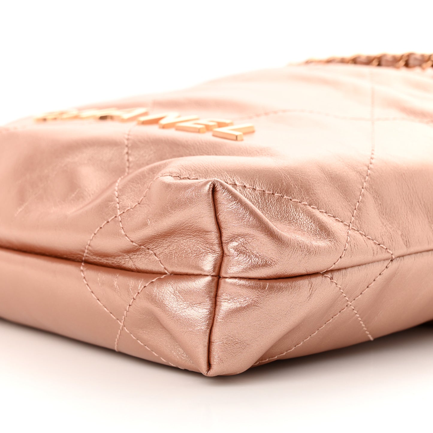 Metallic Calfskin Quilted Mini Chanel 22 Copper