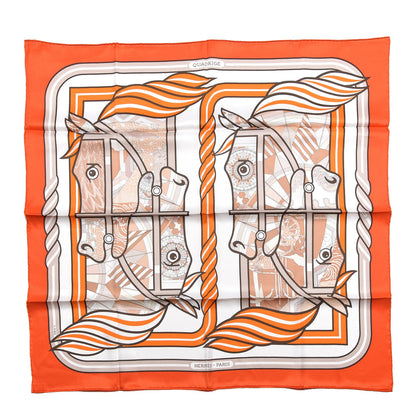 Hermes Silk Quadrige Costume Scarf 70 Orange White Beige 1 of 6