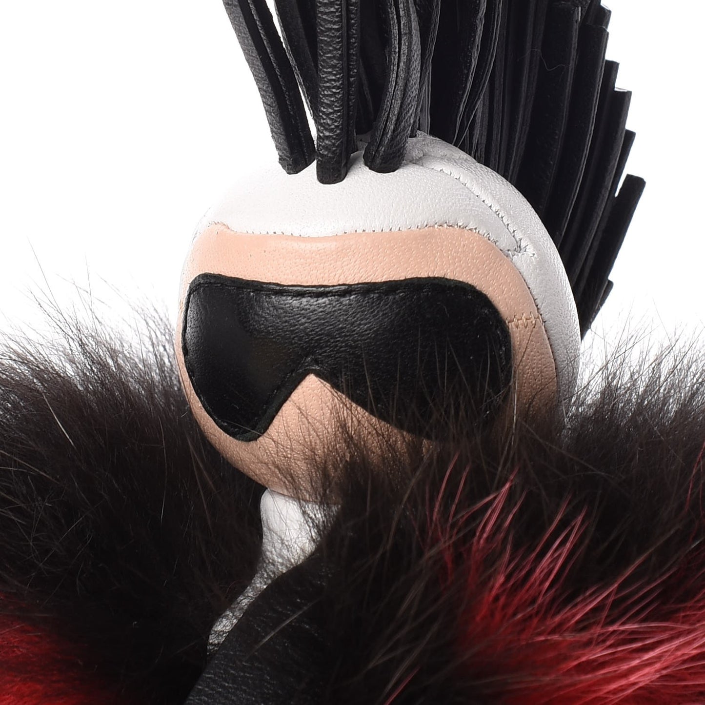 Fox Fur Shiny Nappa Bi-Color Super Karlito Pom Pom Bag Charm Moro Rosso Chiaro