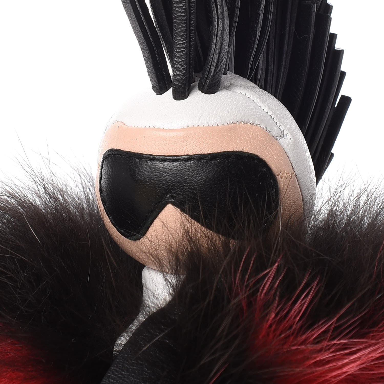 Fendi Fox Fur Shiny Nappa Bi-Color Super Karlito Pom Pom Bag Charm Moro Rosso Chiaro 6 of 7