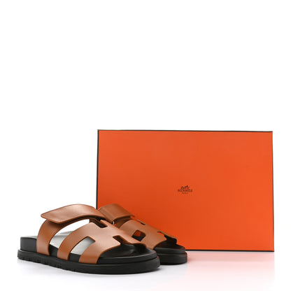 Hermes Calfskin Womens Chypre Sandals 35 Gold 9 of 9