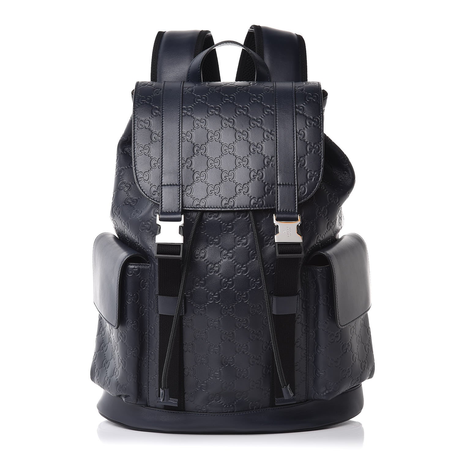 Gucci Guccissima Signature Double Buckle Backpack Blue 1 of 7