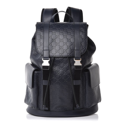 Gucci Guccissima Signature Double Buckle Backpack Blue 1 of 7
