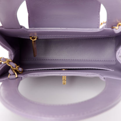Chanel Shiny Aged Calfskin Quilted Nano Kelly Shopper Lilac 5 of 10