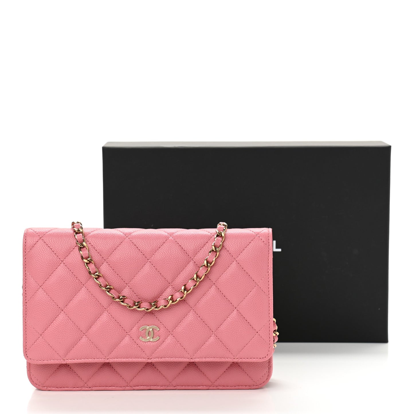 Caviar Quilted Wallet On Chain WOC Dark Pink