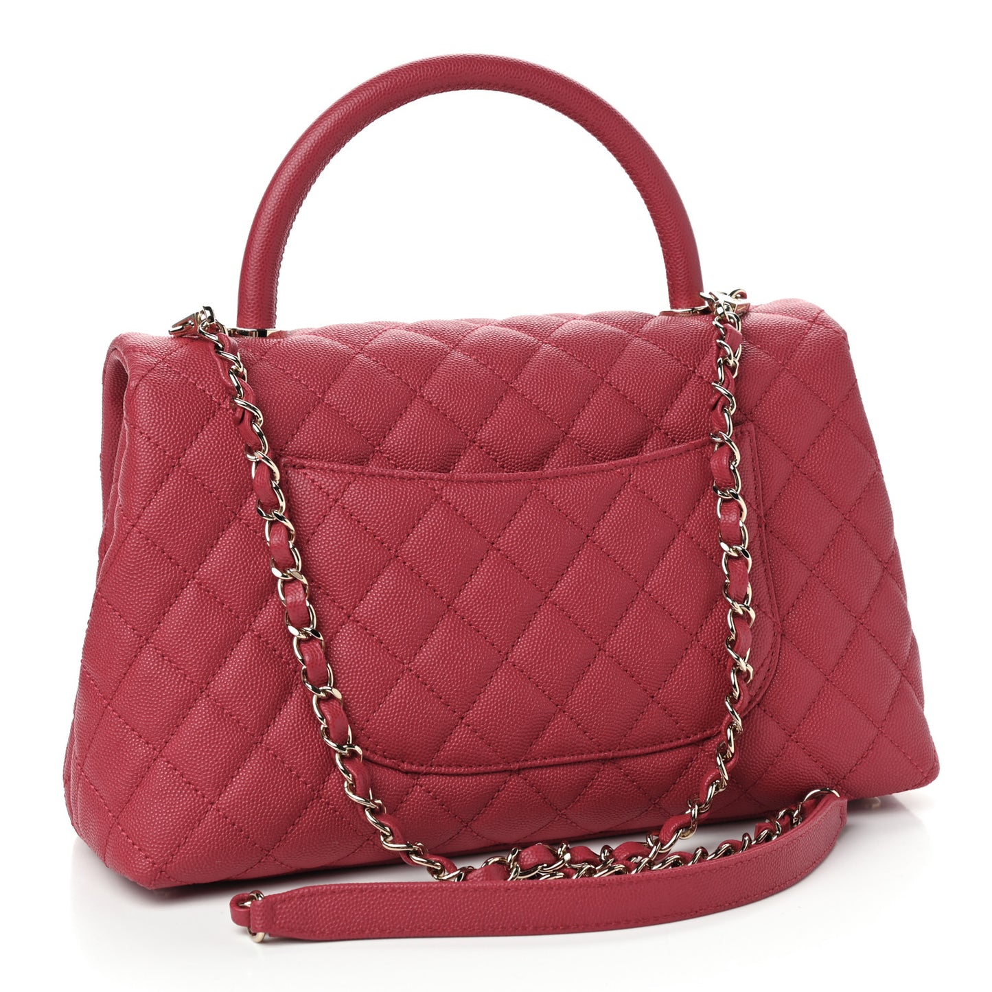 Caviar Quilted Small Coco Handle Flap Fuchsia