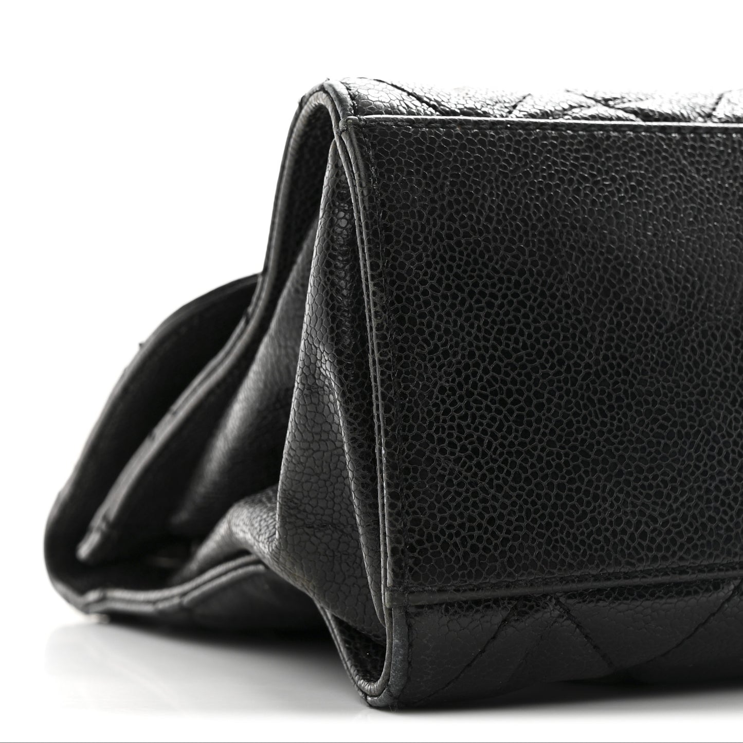 Crumpled Grained Calfskin Jumbo CC Crave Flap Black