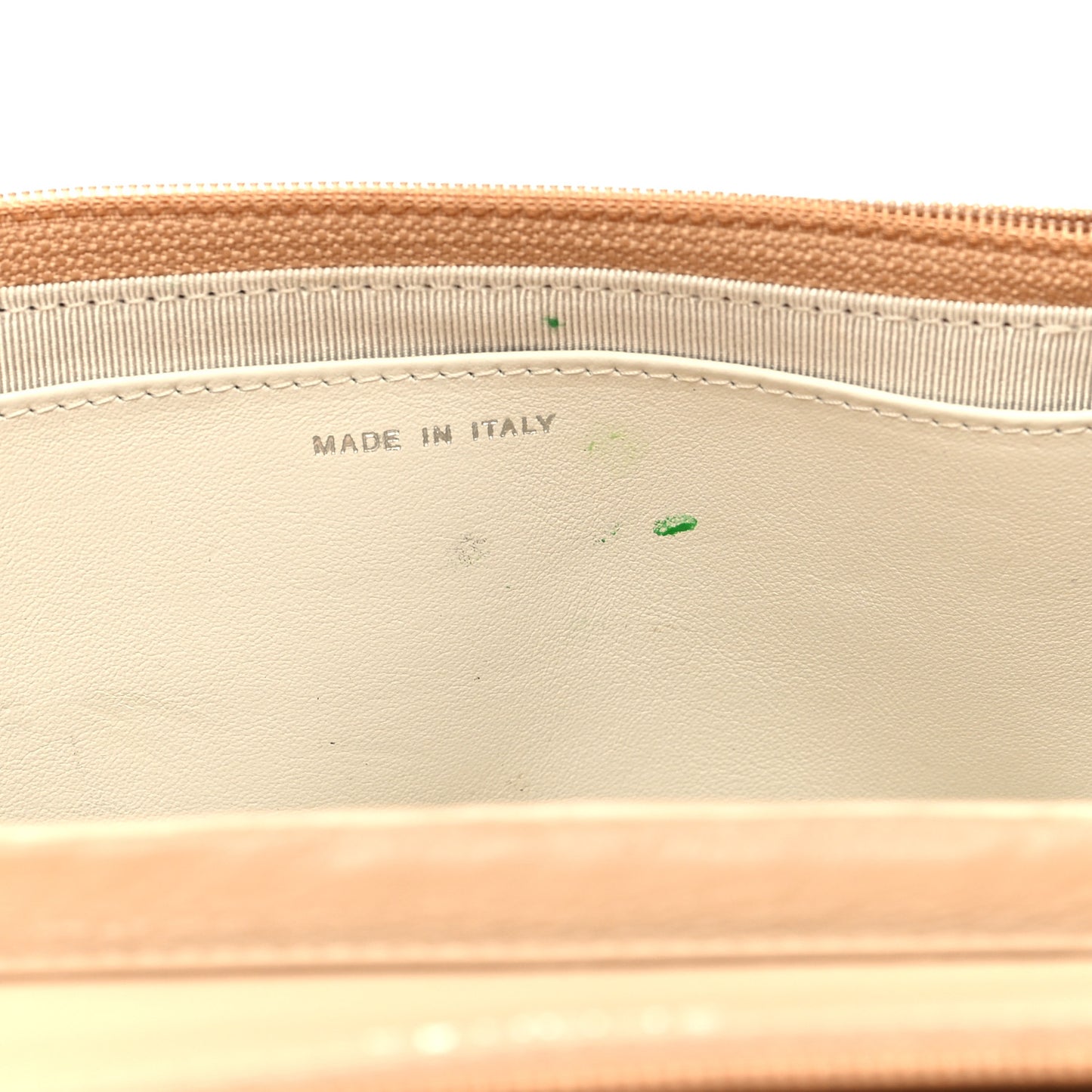 Grained Calfskin Diamond Stitched Wallet On Chain WOC Beige White