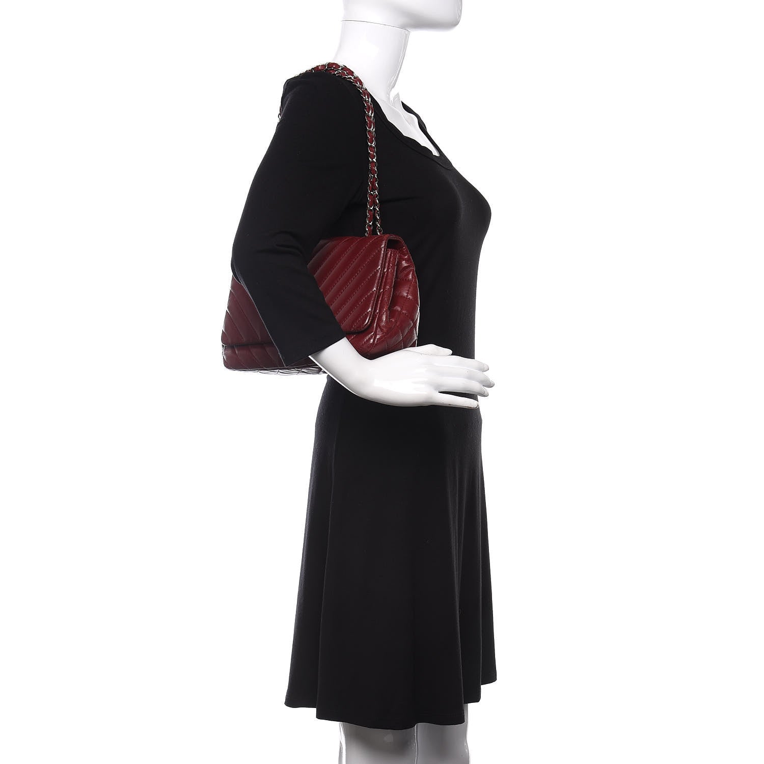 Chanel Lambskin Chevron Quilted Medium Surpique Flap Dark Red 2 of 10