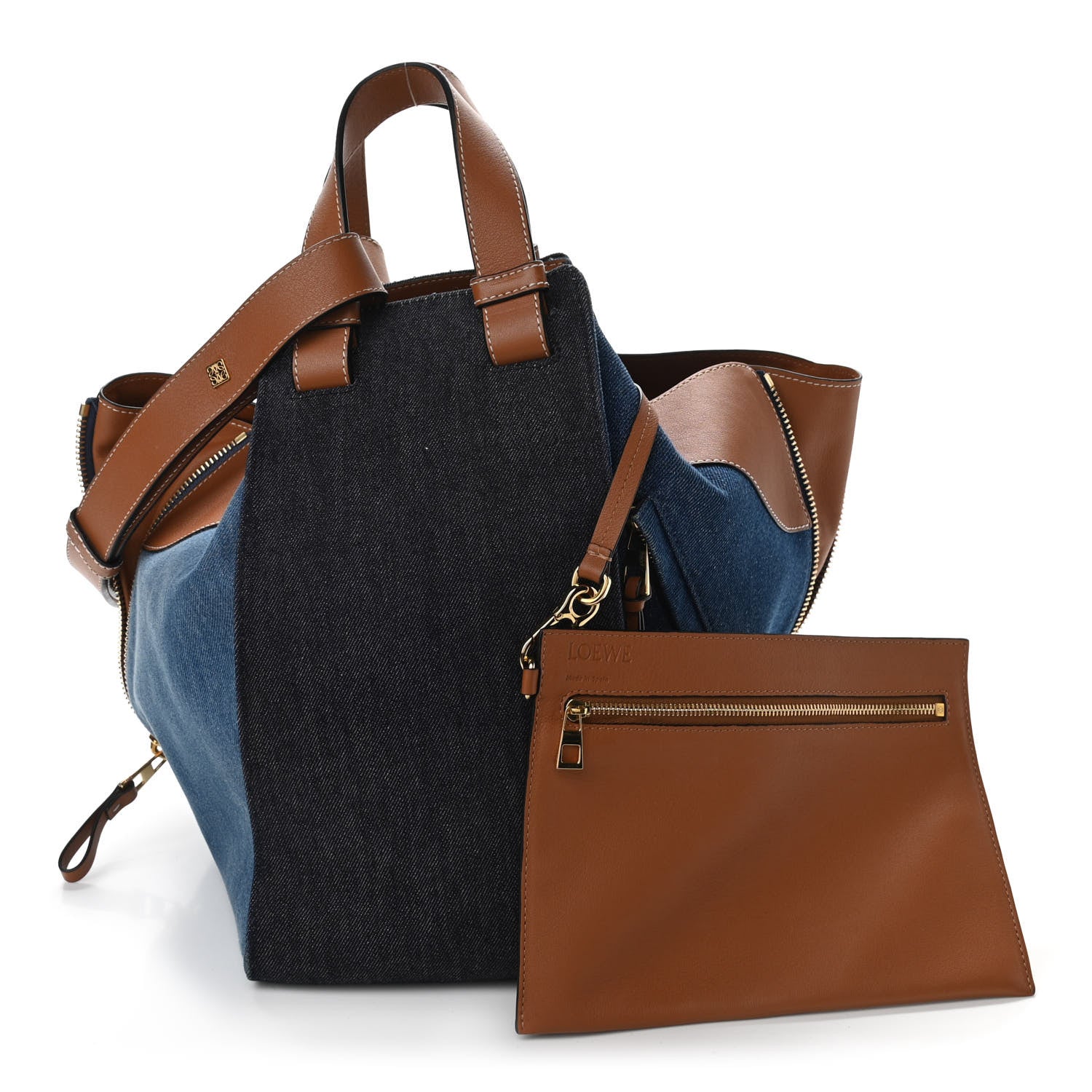 Loewe Calfskin Denim Medium Hammock Shoulder Bag Multitone Tan 1 of 11