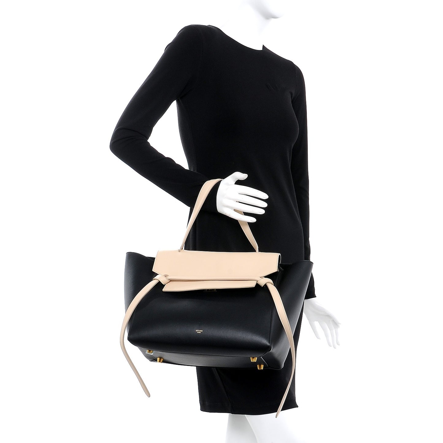 Smooth Calfskin Small Bi-Color Belt Bag Black Cream