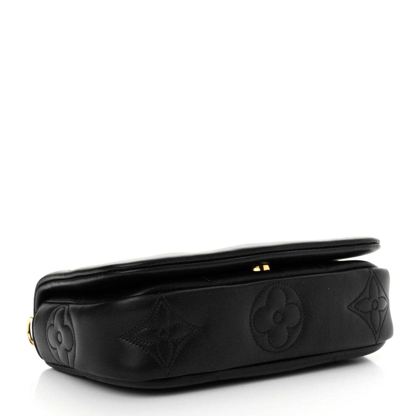 Calfskin Bubblegram Wallet On Strap Black