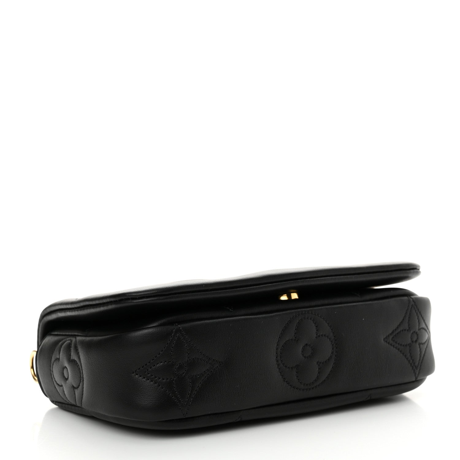 Louis Vuitton Calfskin Bubblegram Wallet On Strap Black 4 of 11