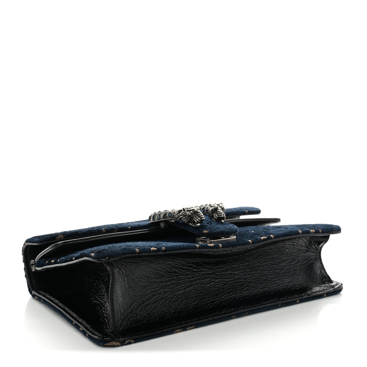 Velvet Skipper Crystal GG Monogram Small Dionysus Shoulder Bag Blue Beige Black