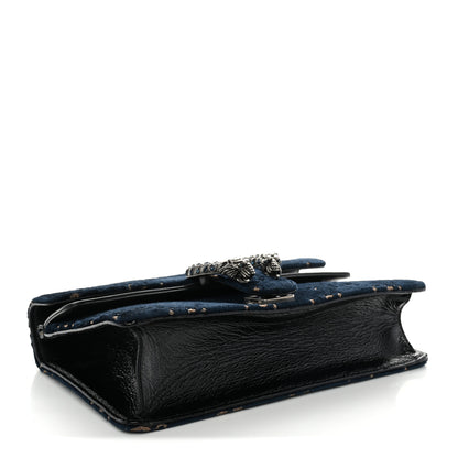 Gucci Velvet Skipper Crystal GG Monogram Small Dionysus Shoulder Bag Blue Beige Black 4 of 10