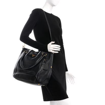 Prada Vitello Daino Tote Nero Black 2 of 13