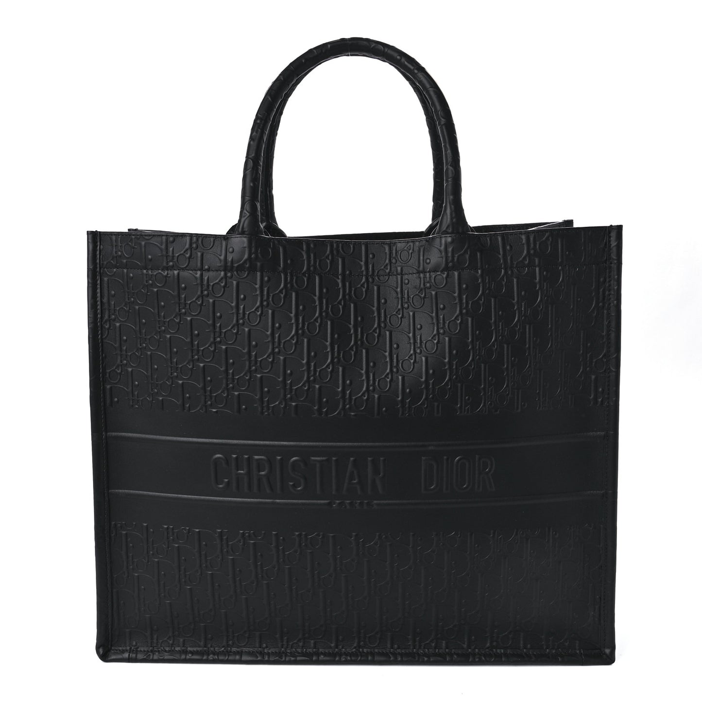 Oblique Calfskin Embossed Book Tote Black