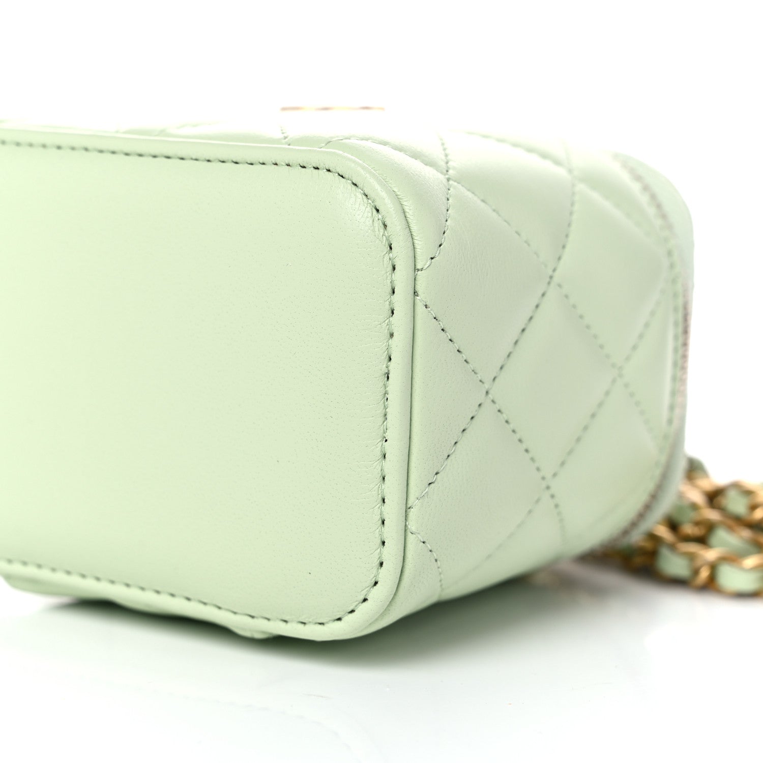 Chanel Lambskin Quilted Pearl Crush Mini Vanity Case With Chain Light Green 6 of 10