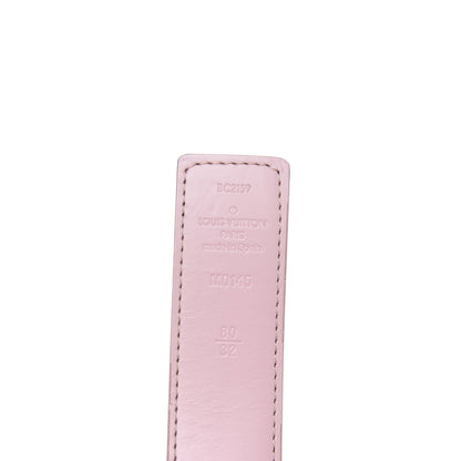 Louis Vuitton Damier Azur LV Initiales 32mm Belt 80 32 Rose Ballerine 3 of 5