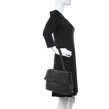 Bottega Veneta Nappa Intrecciato Fringe Flap Black 2 of 12