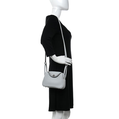 Hermes Taurillon Clemence Mini Lindy 20 Bleu Pale 2 of 11