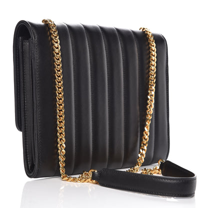 Saint Laurent Lambskin Matelasse Monogram Vicky Chain Wallet Black 3 of 15