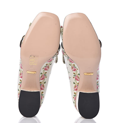 Gucci Calfskin Rose Print GG Marmont Fringe 50mm Loafer Pumps 37 Multicolor 5 of 8