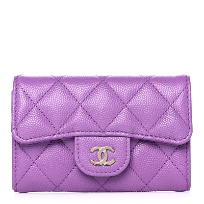 Chanel Caviar Quilted Flap Card Holder Wallet Purple 1 of 14