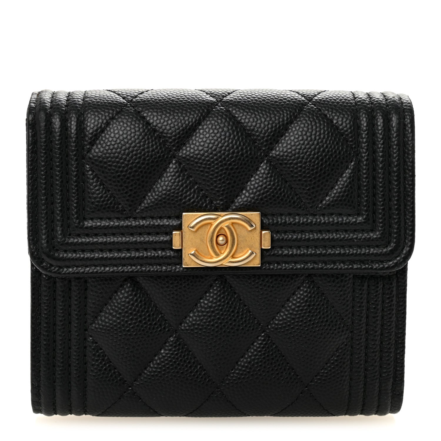 Chanel Caviar Quilted Small Boy Flap Wallet Black 1 of 7