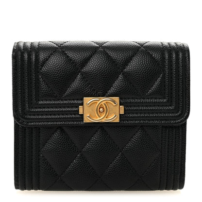 Chanel Caviar Quilted Small Boy Flap Wallet Black 1 of 7