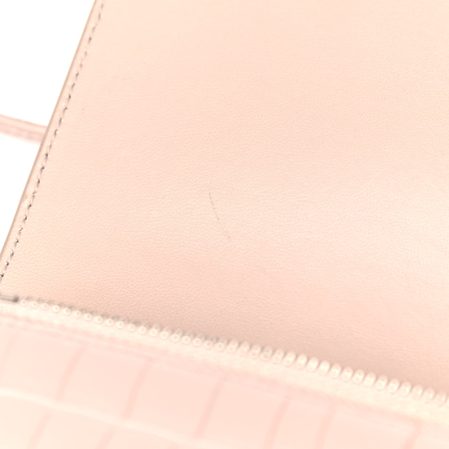 Calfskin Crocodile Embossed Kate Monogram Tassel Chain Wallet Powder Pink