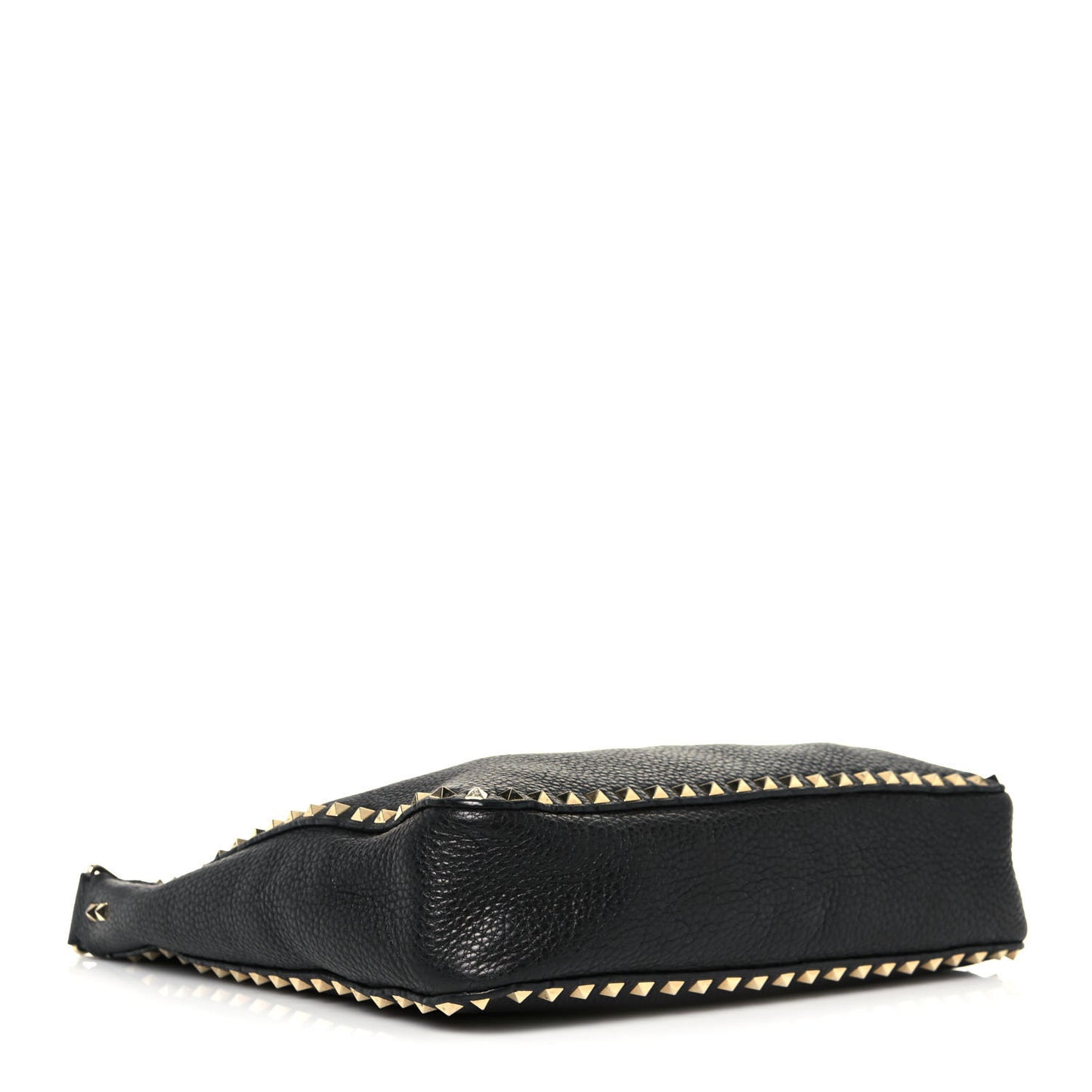 Pebbled Calfskin Large Rockstud Flip-Lock Messenger Bag Black