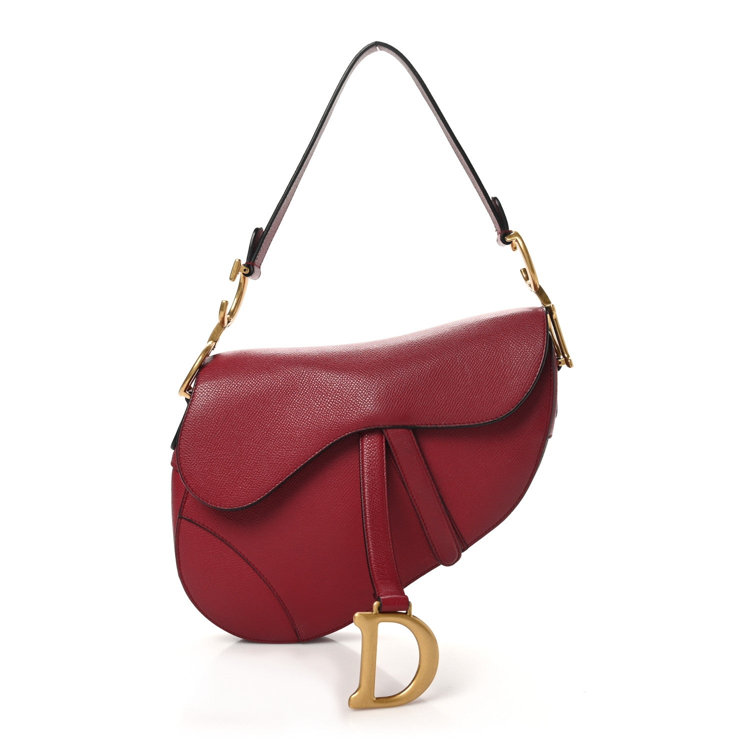 Christian Dior Grained Calfskin Saddle Bag Red 1 of 12