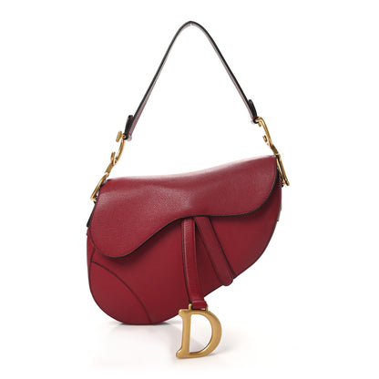 Christian Dior Grained Calfskin Saddle Bag Red 1 of 12