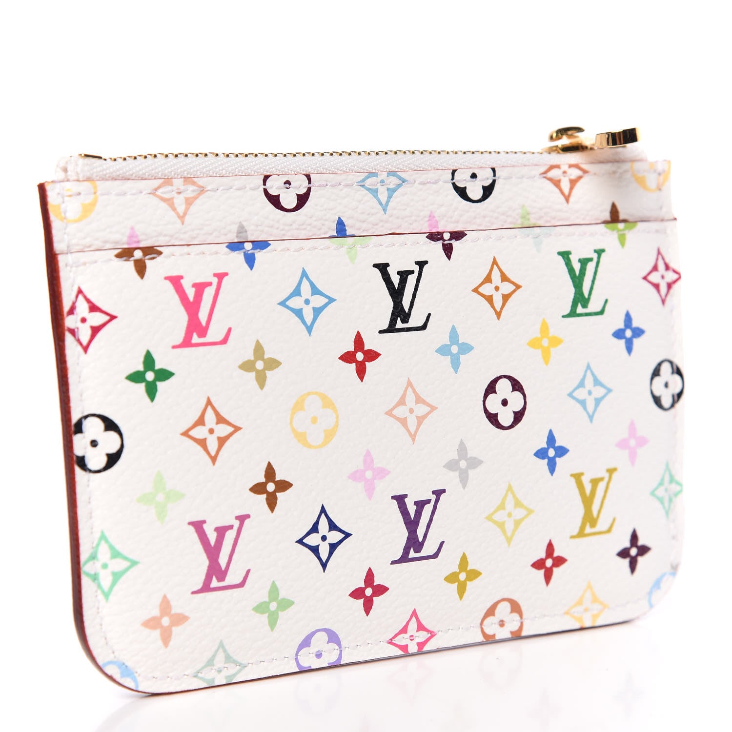 Louis Vuitton Monogram Multicolor Key Pouch White Litchi 3 of 8