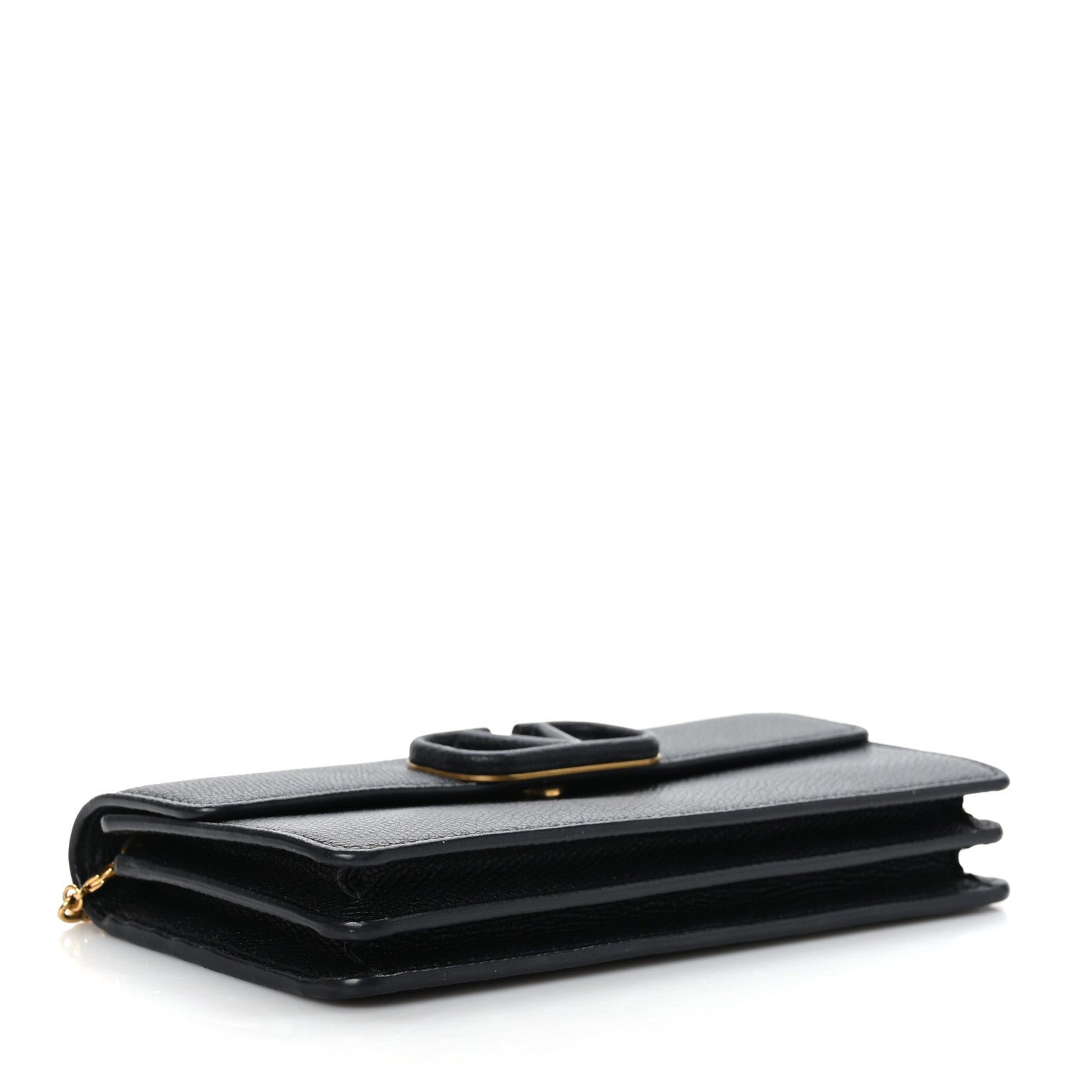 Valentino Garavani Grainy Calfskin Vlogo Wallet With Chain Black 4 of 9