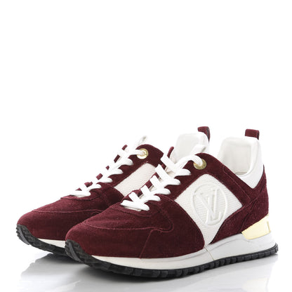 Louis Vuitton Suede Calfskin Run Away Sneakers 35 Burgundy White 3 of 11