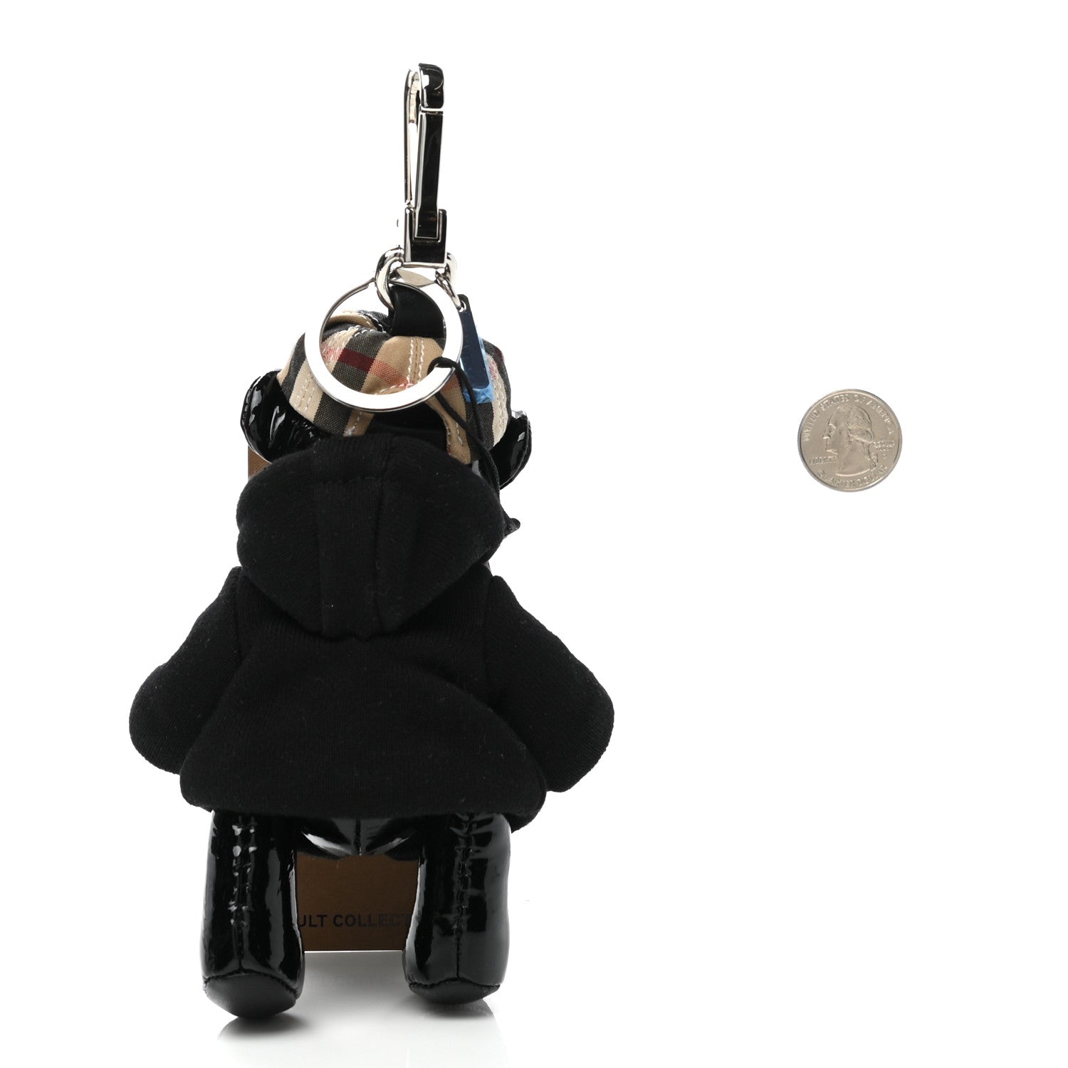 Burberry Patent Thomas Hoodie Teddy Bear Keychain Charm Black 2 of 3