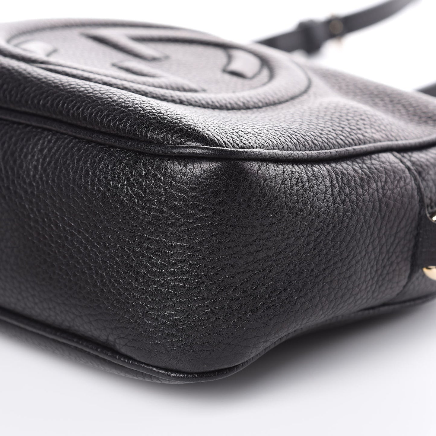 Pebbled Calfskin Small Soho Disco Bag Black