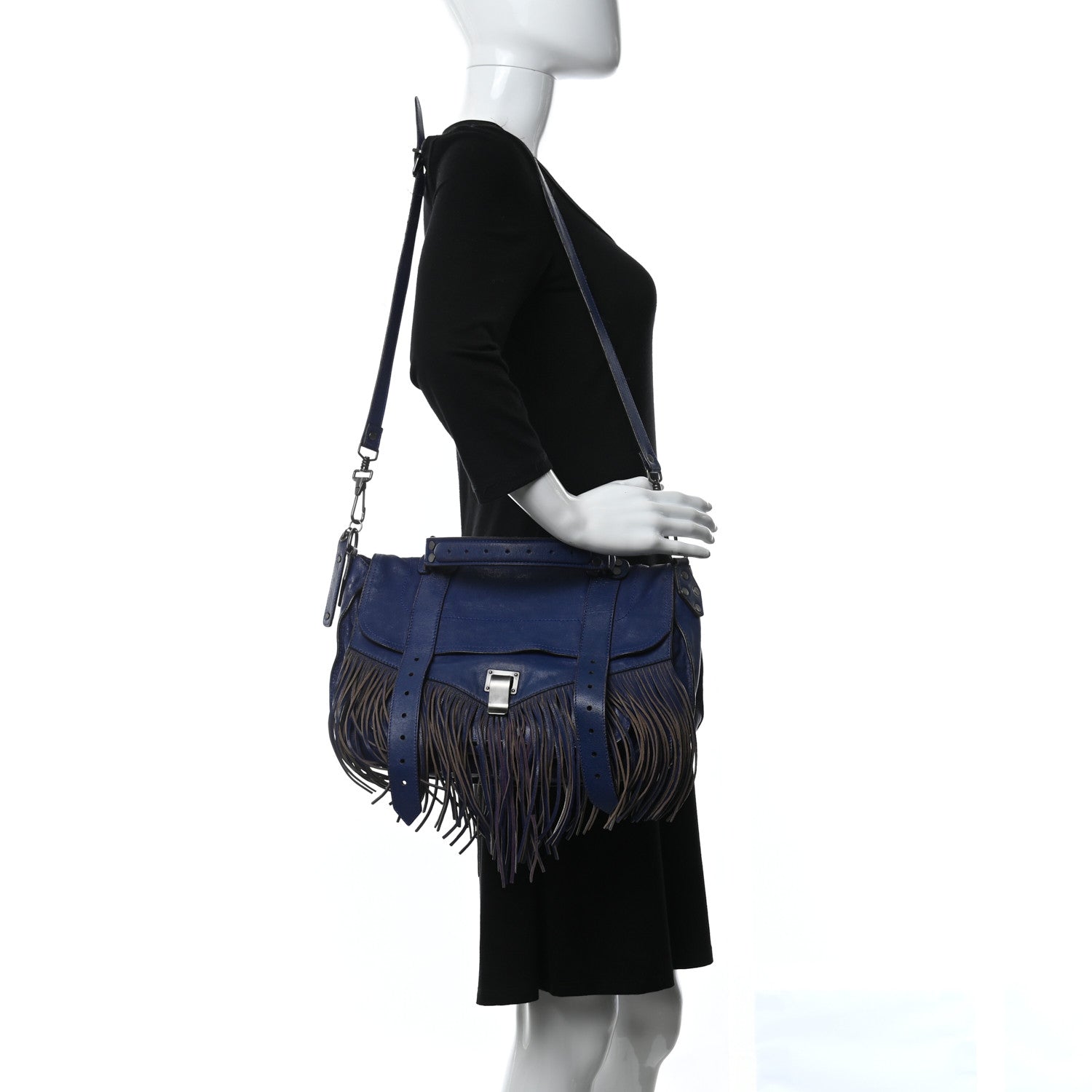 Proenza Schouler Lambskin Fringe Medium PS1 Satchel Cobalt Blue 2 of 13