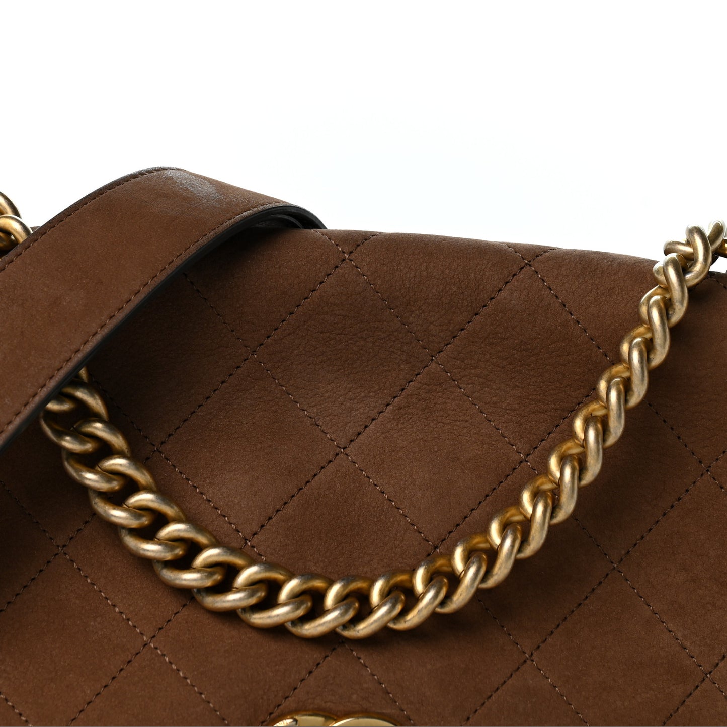 Suede Calfskin Stitched Small Paris in Rome Messenger Brown